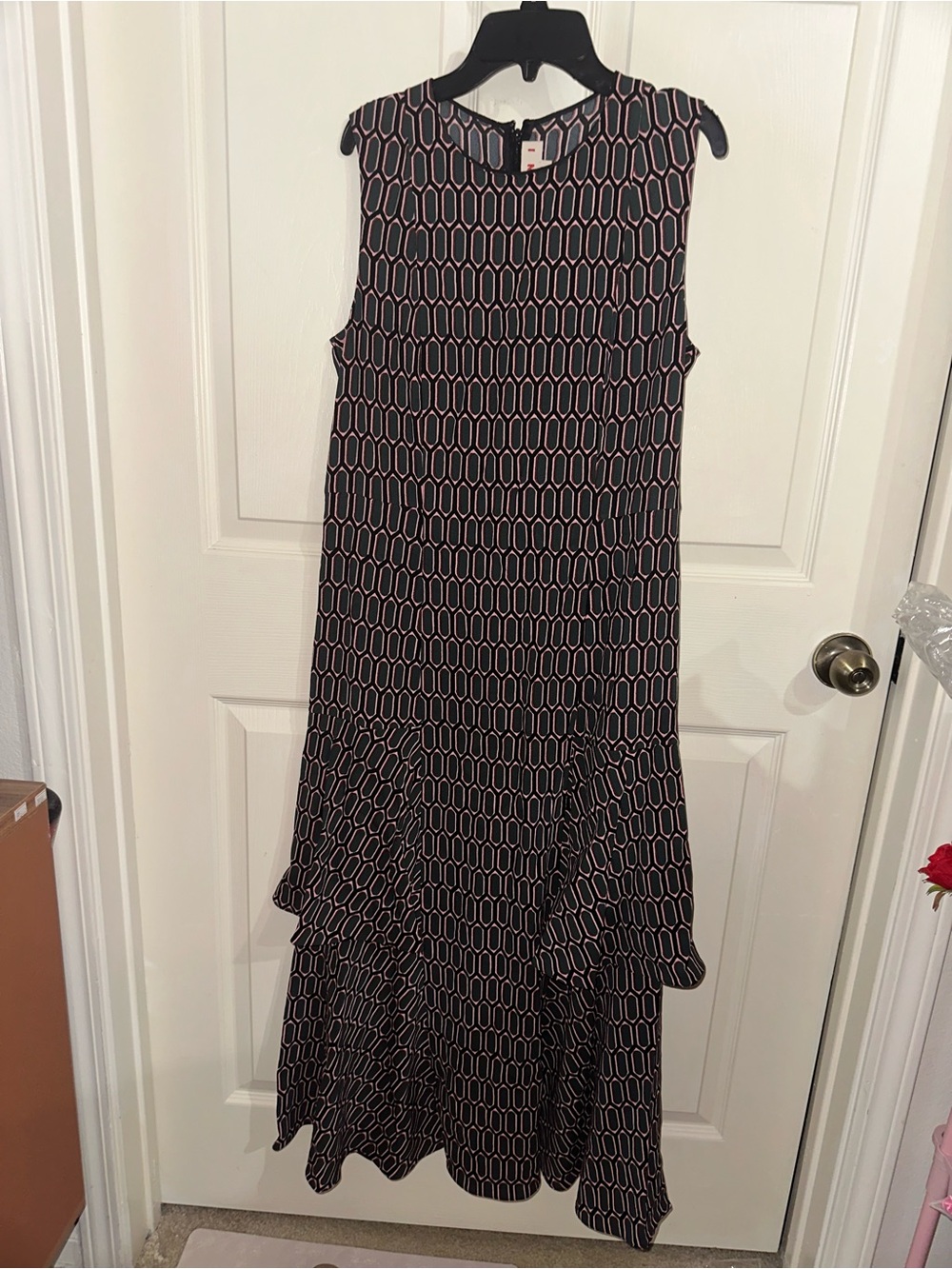 Marni Sleeveless Geometric Print Dress in green and Pink 42